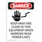 Signmission OSHA Danger Sign, Keep Away And Clear, 24in X 18in Decal, 18" W, 24" L, Portrait OS-DS-D-1824-V-1670 - alternate 1